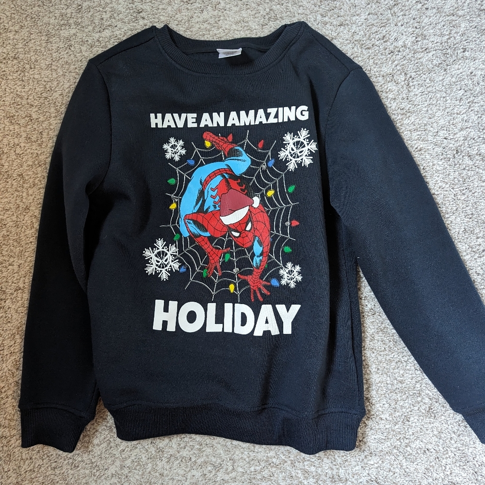 Marvel Spider-Man Christmas sweater size large 10-12